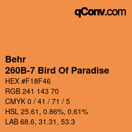 カラーコード: Behr - 260B-7 Bird Of Paradise | qconv.com