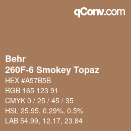 Code couleur: Behr - 260F-6 Smokey Topaz | qconv.com