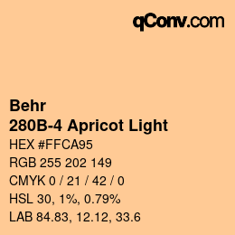 カラーコード: Behr - 280B-4 Apricot Light | qconv.com