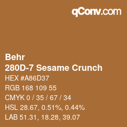 カラーコード: Behr - 280D-7 Sesame Crunch | qconv.com