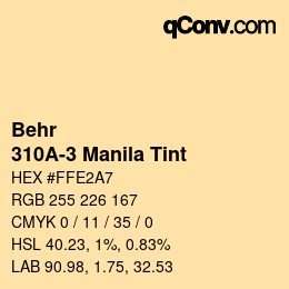 Code couleur: Behr - 310A-3 Manila Tint | qconv.com