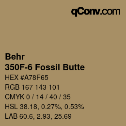 Color code: Behr - 350F-6 Fossil Butte | qconv.com