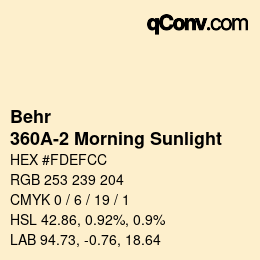 Color code: Behr - 360A-2 Morning Sunlight | qconv.com