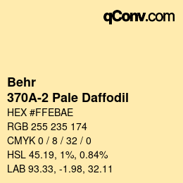 カラーコード: Behr - 370A-2 Pale Daffodil | qconv.com