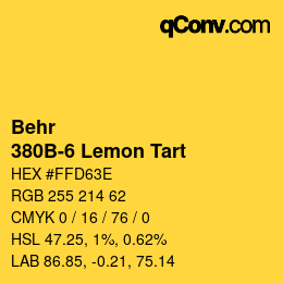 カラーコード: Behr - 380B-6 Lemon Tart | qconv.com