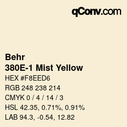 カラーコード: Behr - 380E-1 Mist Yellow | qconv.com