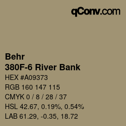 Color code: Behr - 380F-6 River Bank | qconv.com