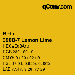 カラーコード: Behr - 390B-7 Lemon Lime | qconv.com