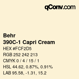 Color code: Behr - 390C-1 Capri Cream | qconv.com