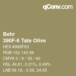 カラーコード: Behr - 390F-6 Tate Olive | qconv.com