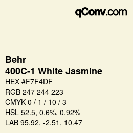 カラーコード: Behr - 400C-1 White Jasmine | qconv.com