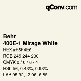 カラーコード: Behr - 400E-1 Mirage White | qconv.com