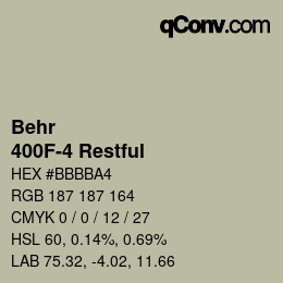 Color code: Behr - 400F-4 Restful | qconv.com