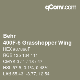 Farbcode: Behr - 400F-6 Grasshopper Wing | qconv.com