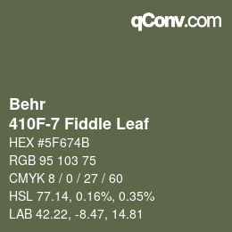 Código de color: Behr - 410F-7 Fiddle Leaf | qconv.com