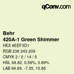 Farbcode: Behr - 420A-1 Green Shimmer | qconv.com