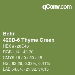 カラーコード: Behr - 420D-6 Thyme Green | qconv.com