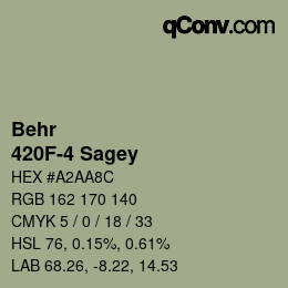 カラーコード: Behr - 420F-4 Sagey | qconv.com