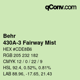 カラーコード: Behr - 430A-3 Fairway Mist | qconv.com