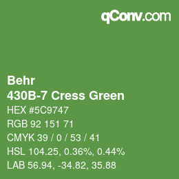 Code couleur: Behr - 430B-7 Cress Green | qconv.com