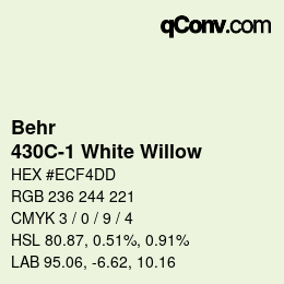 カラーコード: Behr - 430C-1 White Willow | qconv.com