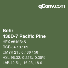 カラーコード: Behr - 430D-7 Pacific Pine | qconv.com