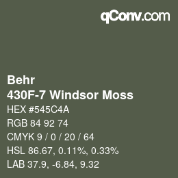 カラーコード: Behr - 430F-7 Windsor Moss | qconv.com