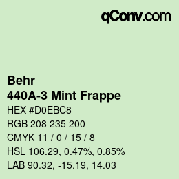 カラーコード: Behr - 440A-3 Mint Frappe | qconv.com