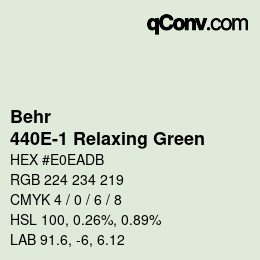 カラーコード: Behr - 440E-1 Relaxing Green | qconv.com