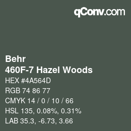 カラーコード: Behr - 460F-7 Hazel Woods | qconv.com