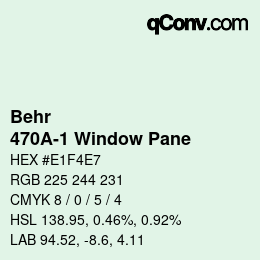 Code couleur: Behr - 470A-1 Window Pane | qconv.com