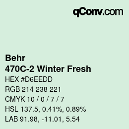 カラーコード: Behr - 470C-2 Winter Fresh | qconv.com