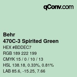 Código de color: Behr - 470C-3 Spirited Green | qconv.com