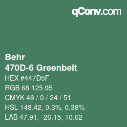 Código de color: Behr - 470D-6 Greenbelt | qconv.com