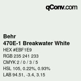カラーコード: Behr - 470E-1 Breakwater White | qconv.com