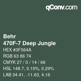 Color code: Behr - 470F-7 Deep Jungle | qconv.com
