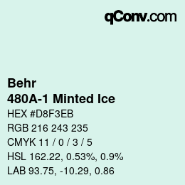 カラーコード: Behr - 480A-1 Minted Ice | qconv.com