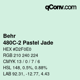 カラーコード: Behr - 480C-2 Pastel Jade | qconv.com