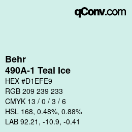 カラーコード: Behr - 490A-1 Teal Ice | qconv.com