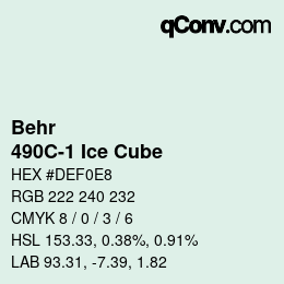 Color code: Behr - 490C-1 Ice Cube | qconv.com