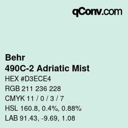 Farbcode: Behr - 490C-2 Adriatic Mist | qconv.com