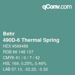 Color code: Behr - 490D-6 Thermal Spring | qconv.com