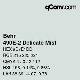 カラーコード: Behr - 490E-2 Delicate Mist | qconv.com