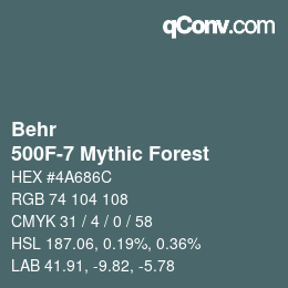 Código de color: Behr - 500F-7 Mythic Forest | qconv.com