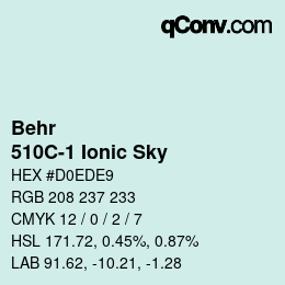 カラーコード: Behr - 510C-1 Ionic Sky | qconv.com