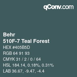 Color code: Behr - 510F-7 Teal Forest | qconv.com
