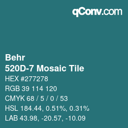 Código de color: Behr - 520D-7 Mosaic Tile | qconv.com