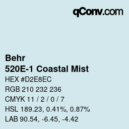 カラーコード: Behr - 520E-1 Coastal Mist | qconv.com