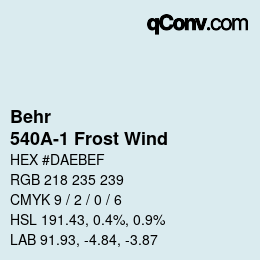 Color code: Behr - 540A-1 Frost Wind | qconv.com