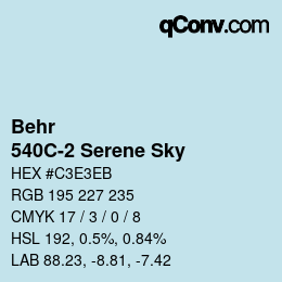 カラーコード: Behr - 540C-2 Serene Sky | qconv.com